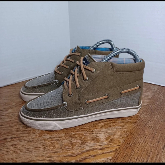 Sperry Womens Top-Sider Shoes Sz 5.5 Sequins Olive Green Hightops Lace Up. - Picture 5 of 9